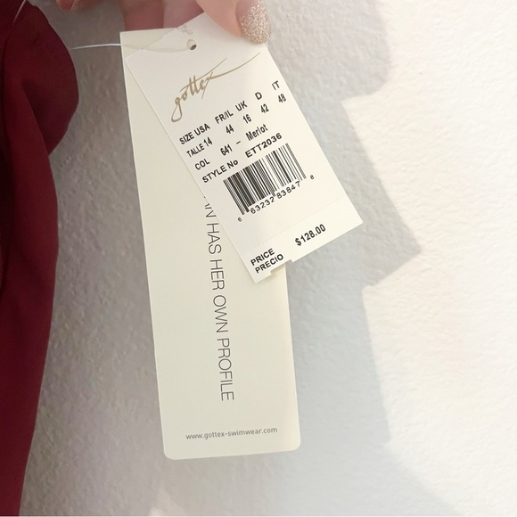 NWT NEW Gottex Contour One Piece Swimsuit Merlot Size 14 - Picture 4 of 9